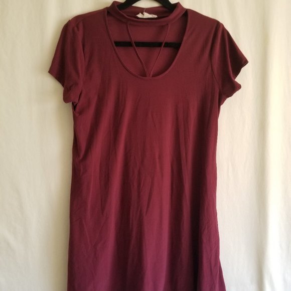 Pink Rose maroon short sleeve dress size M (109) - Picture 5 of 7